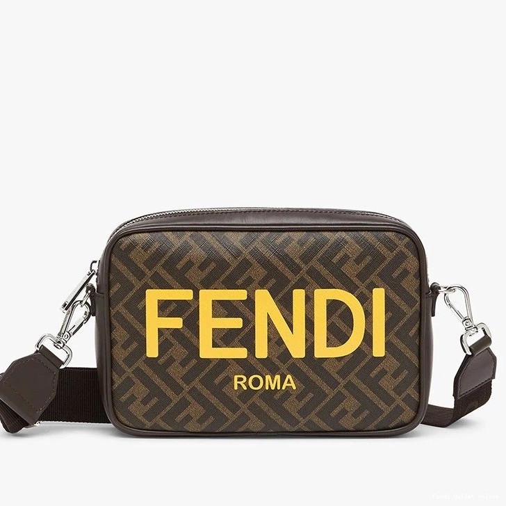 Affordable Camera Fendi ROMA FF Case Brown Compact Motif Logo In Fabric 0810